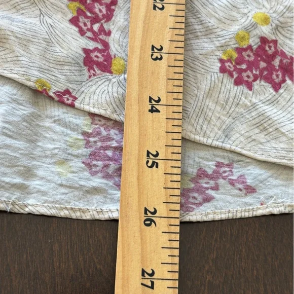 Zara Floral Tie Front Mock Neck Blouse Size M Ecru/Pink Long Sleeve Casual - Picture 13 of 13